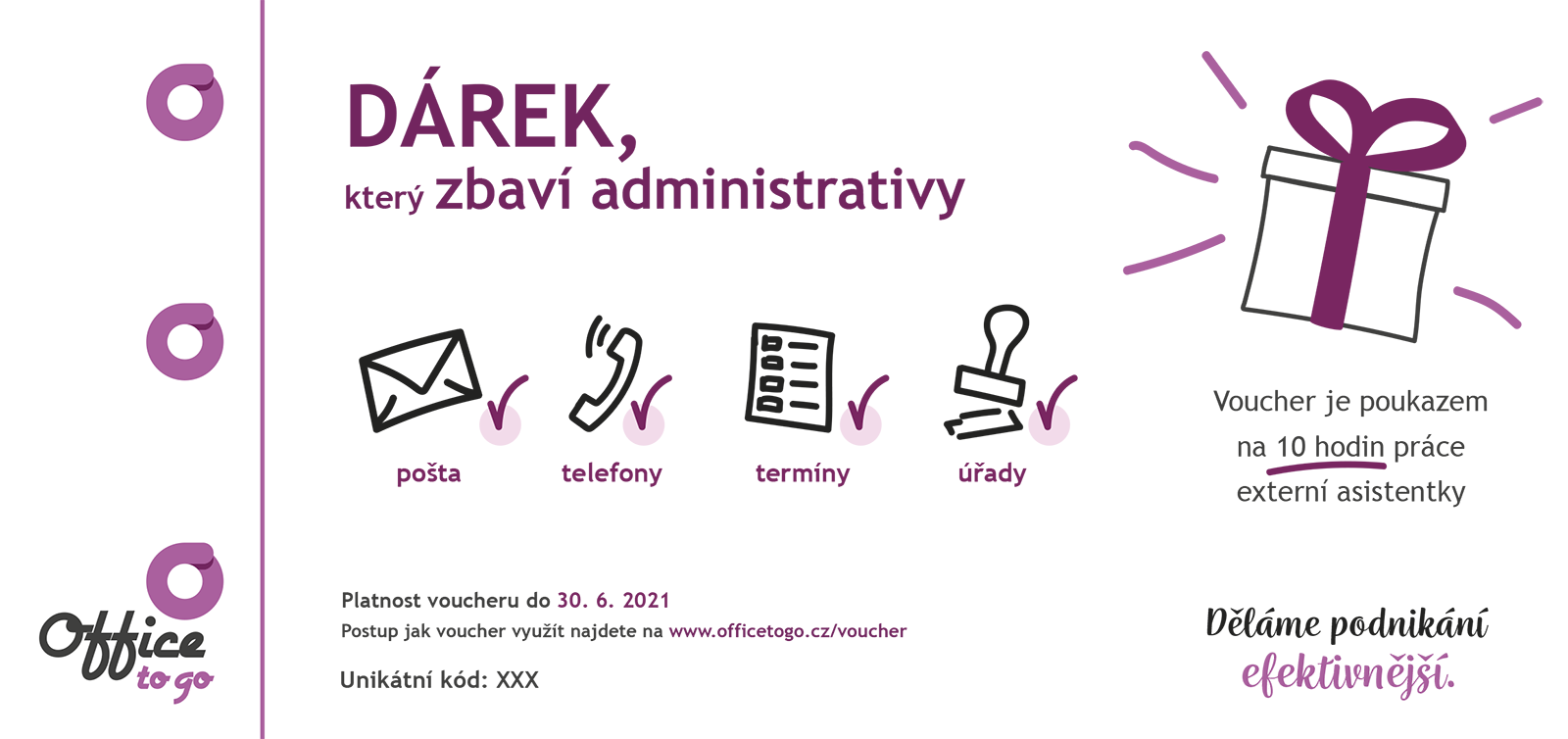 dárkový voucher na 10 hodin prací externí asistentky dárkový voucher na 10 hodin prací externí asistentky